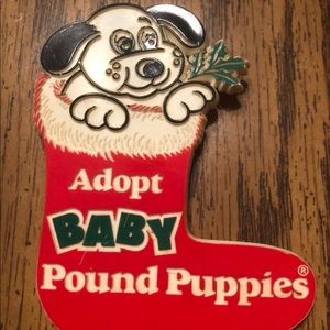 Rare 1980's Vintage Adopt Baby Pound Puppies Stocking Pin Hard to Find